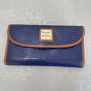 Dooney & Bourke Lizard Embossed Continental Clutch Wallet Blue